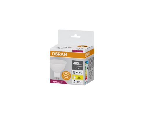 Лампочка Osram LED VALUE, MR16, 6W, 3000K, GU5.3 (4058075689206)