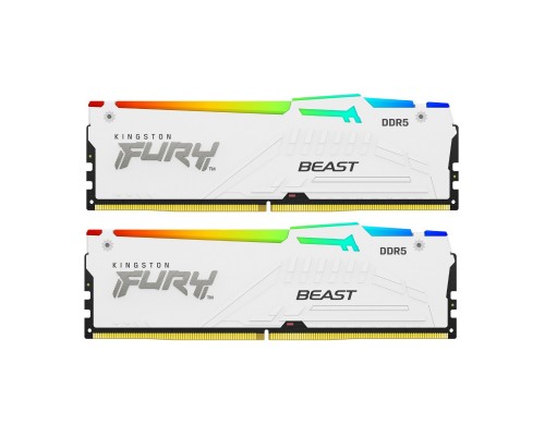 Модуль пам'яті для комп'ютера DDR5 64GB (2x32GB) 5600 MHz Beast White RGB Kingston Fury (ex.HyperX) (KF556C36BWEAK2-64)