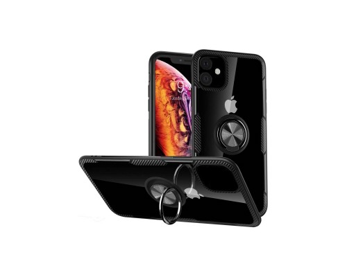 Чохол до мобільного телефона Drobak Magnetic Ring Case with Airbag Apple iPhone 12 Black (707017)