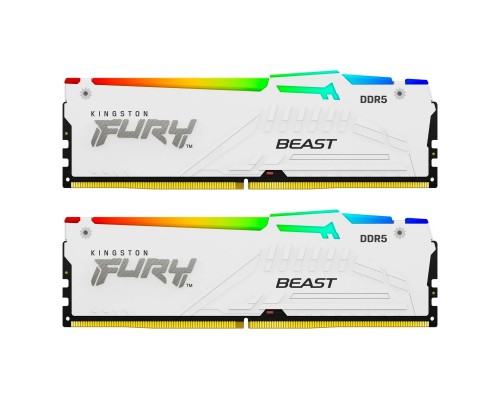 Модуль пам'яті для комп'ютера DDR 64GB (2x32GB) 6000 MHz FURY Beast White RGB Kingston Fury (ex.HyperX) (KF560C40BWAK2-64)