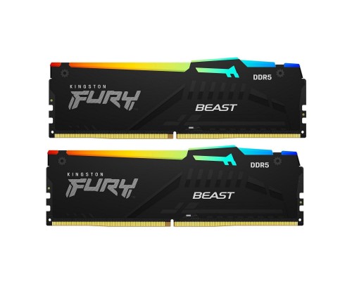 Модуль пам'яті для комп'ютера DDR5 32GB (2x16GB) 5600 MHz FURY Beast RGB Kingston Fury (ex.HyperX) (KF556C40BBAK2-32)