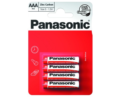 Батарейка Panasonic AAA R03 RED ZINK * 4 (R03REL/4BP)