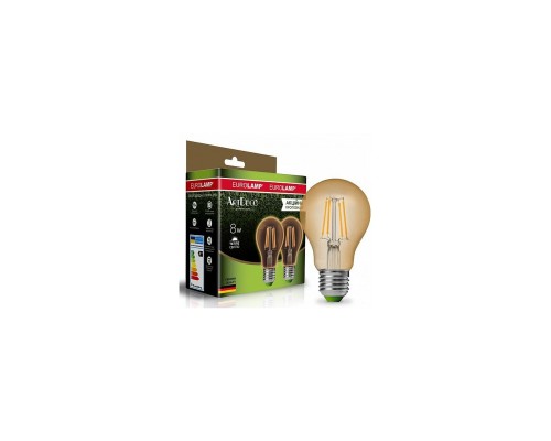 Лампочка Eurolamp A60 8W E27 2700K (deco) акция 1+1 new (MLP-LED-A60-08273(Amber)new)