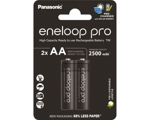 Акумулятор Panasonic AA Eneloop 2500mAh Pro NI-MH * 2 (BK-3HCDE/2CP)