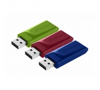 USB флеш накопичувач Verbatim 3x16GB Slider Red/Blue/Green USB 2.0 (49326)