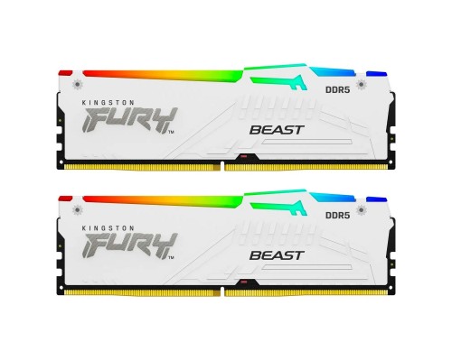 Модуль пам'яті для комп'ютера DDR5 32GB (2x16GB) 5600 MHz FURY Beast White RGB Kingston Fury (ex.HyperX) (KF556C36BWEAK2-32)