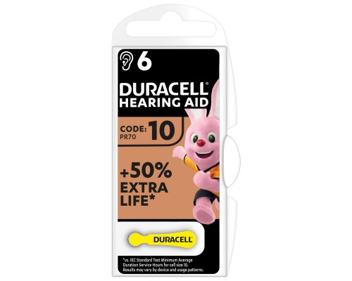 Батарейка Duracell 10 / P10 / PR70 Zinc Air (1.4V) * 6 (5007510/5011445)