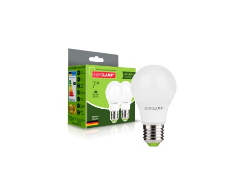 Лампочка Eurolamp LED A60 7W E27 4000K 220V акция 1+1 (MLP-LED-A60-07274(E))