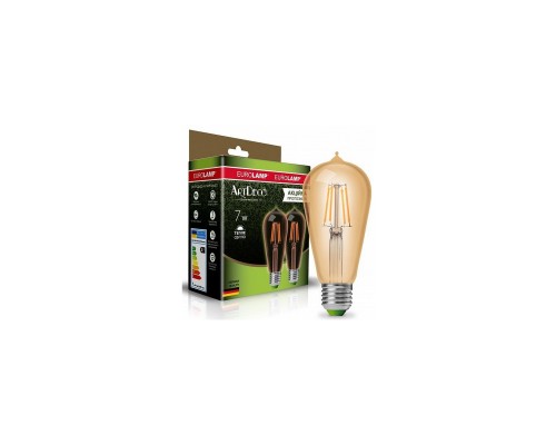 Лампочка Eurolamp ST64 7W E27 2700K (MLP-LED-ST64-07273(Amber))