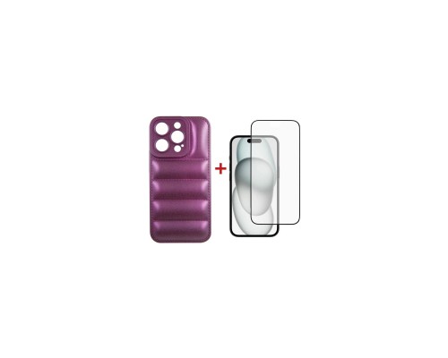 Чохол до мобільного телефона Dengos iPhone 15 Pro Case + Glass (Purple) (DG-KM-81)