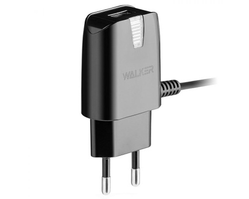 Мережевий зарядний пристрій (адаптер) 2в1 WALKER WH-22 1USB / 2A + Data Cable USB to Micro black