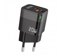 Мережевий зарядний пристрій (адаптер) WALKER WH-42 20W GAN PD_20W / QC3.0_18W black