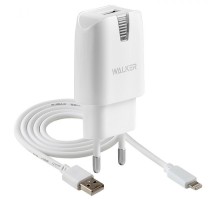 Мережевий зарядний пристрій (адаптер) 2в1 WALKER WH-21 1USB / 2.1A + Data Cable USB to Lightning white