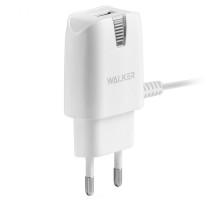 Мережевий зарядний пристрій (адаптер) 2в1 WALKER WH-13 1USB / 1A + Data Cable USB to Lightning white