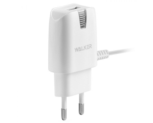 Мережевий зарядний пристрій (адаптер) 2в1 WALKER WH-13 1USB / 1A + Data Cable USB to Lightning white