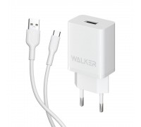 Мережевий зарядний пристрій (адаптер) 2в1 WALKER WH-26 1USB / 2.1A + Data Cable USB to Micro white