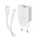 Мережевий зарядний пристрій (адаптер) 2в1 WALKER WH-26 1USB / 2.1A + Data Cable USB to Micro white