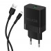 Мережевий зарядний пристрій (адаптер) 2в1 WALKER WH-35 1USB / QC3.0 / 3A / 18W + Data Cable USB to Lightning black