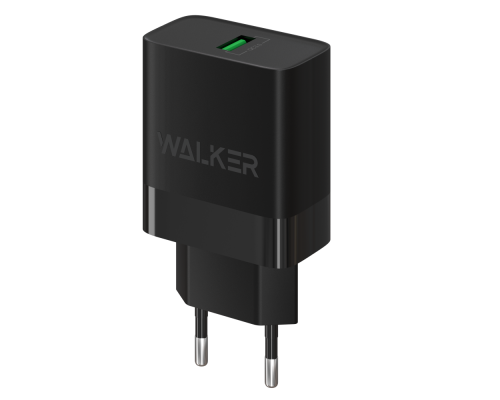 Мережевий зарядний пристрій (адаптер) WALKER WH-35 1USB / QC3.0 / 3A / 18W black