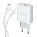 Мережевий зарядний пристрій (адаптер) 2в1 WALKER WH-35 1USB / QC3.0 / 3A / 18W + Data Cable USB to Lightning white