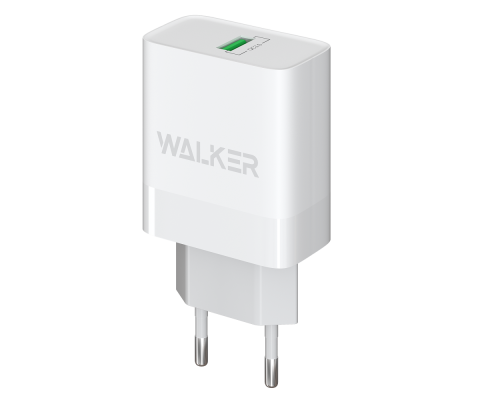 Мережевий зарядний пристрій (адаптер) WALKER WH-35 1USB / QC3.0 / 3A / 18W white