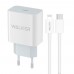 Мережевий зарядний пристрій (адаптер) 2в1 WALKER WH-39 PD / 3A / 20W + Data Cable Type-C to Lightning 20W white