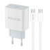 Мережевий зарядний пристрій (адаптер) 2в1 WALKER WH-39 PD / 3A / 20W + Data Cable Type-C to Type-C 30W white