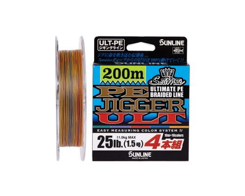 Шнур Sunline PE-Jigger ULT 200m 0.6/0.128mm 10lb/4.5kg Multi Color (1658.10.32)