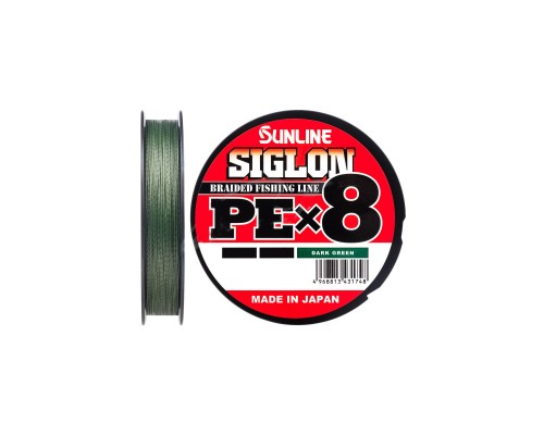 Шнур Sunline Siglon PE х8 300m 5.0/0.382mm 80lb/35.0kg Dark Green (1658.10.50)