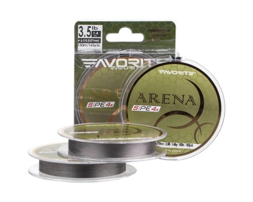 Шнур Favorite Arena PE 4x 150m 0.4/0.104mm 8lb/3.5kg Silver Gray (1693.10.91)