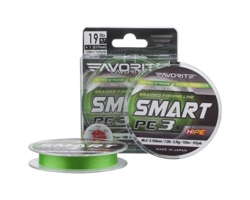 Шнур Favorite Smart PE 3x 150м 0.15/0.066mm 2.5lb/1.2kg Light Green (1693.10.60)